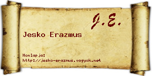 Jesko Erazmus névjegykártya